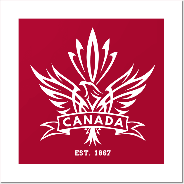 Canada Maple Leaf / Eagle Mashup - White Wall Art by phneep